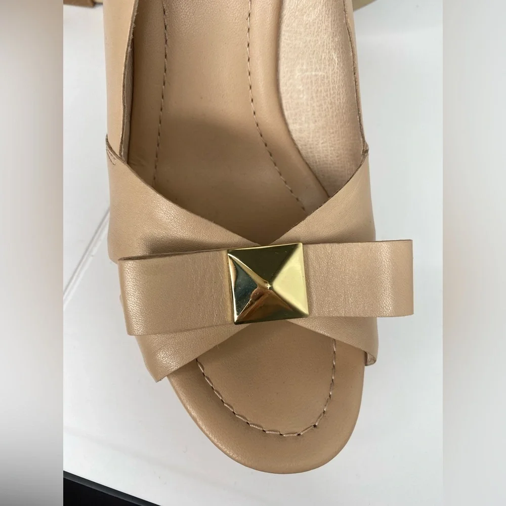 KATE SPADE Rock Stud Tan Wedge Sandals